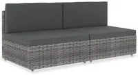 Divano Modulare a 2 Posti in Polyrattan Grigio 49523