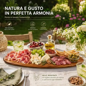 Vassoio Tagliere da Portata Ovale per Aperitivi 65x26 cm in Legno...