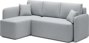 Divano angolare grigio chiaro allungabile/con contenitore (con penisola a sinistra/con chaise lounge) e rivestimento in velluto Hadson – ELTAP