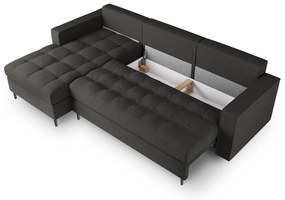 Divano letto angolare grigio scuro, angolo sinistro Santo - Milo Casa