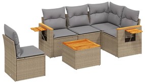 Set divano da giardino 6 pz con cuscini beige in polyrattan