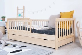 Letto per bambini con barriera TEDDY - naturale - letto senza spazio di archiviazione 140x70 cm