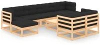 Set Salotto Giardino 10pz Cuscini Antracite Legno Massello Pino 3083892