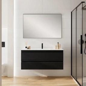 Mobile Pull L120 H55 P45 grafite opaco laccato 2 cassetti a chiusura ammortizzata e lavabo in ceramica vasca centrale, piedini non inclusi
