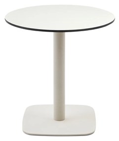 Kave Home - Tavolo rotondo per esterno Tiaret bianco con gamba in metallo rifinita in bianco Ø 68x70cm