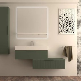 Mobile da bagno sotto lavabo BADEN HAUS Modula verde laccato opaco L 90 x H 25 x P 44 cm 1 cassetto, lavabo non incluso