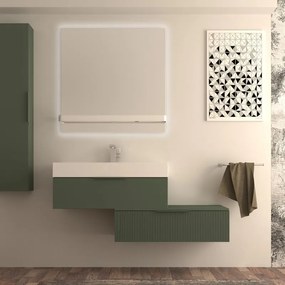 Mobile da bagno sotto lavabo Modula verde liscio laccato opaco L 90 x H 25 x P 44 cm 1 cassetto, lavabo non incluso