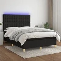 Letto a Molle con Materasso e LED Nero 140x190 cm in Tessutocod mxl 122982