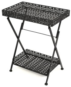 Tavolo Da Tè Pieghevole Vintage Metallo 58x35x72 Cm Nero /