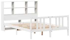 Letto libreria senza materasso bianco 160x200 cm legno di pino