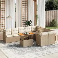 Set Divano da Giardino 10 pz con Cuscini Beige in Polyrattan 3271009