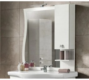 Specchio da bagno con lampada LED e pensile ONDA 80 Bianco Nordico