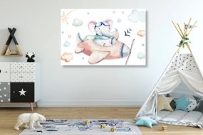 Quadro su tela – Elefantino in aeroplano