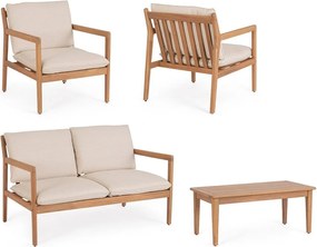 Set di mobili da giardino di colore naturale in acacia massiccia per 4 persone Danubio – Bizzotto