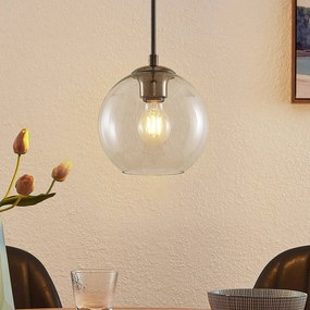 Lindby Firano lampada a sospensione, Ø 20 cm, 1 luce, antracite, vetro