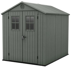Casetta da giardino KETER DARWIN 6X8 in polipropilene verde con porta doppio battente, superficie interna 4.5 m² e spessore parete 16 mm