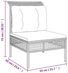 Set Divani da Giardino 8 pz con Cuscini in Polyrattan Grigio