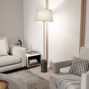 Piantana 1 Luce Pearl Paralume In Tessuto Beige Con Base In Acciaio Nero