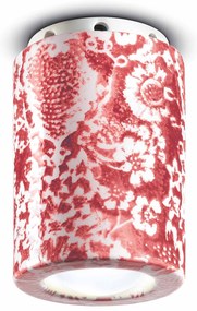 Plafoniera Vintage Decò Pi Ceramica Ming Rosso 1 Luce E14