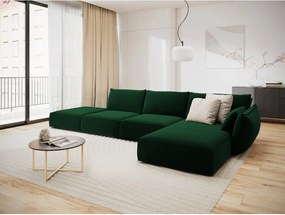 Divano angolare verde scuro (con penisola a destra/con chaise lounge) con rivestimento in velluto Vanda – Mazzini Sofas