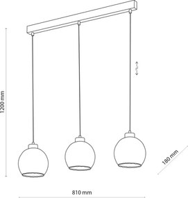 Lampadario LED a sospensione DEVI 3xE27/15W/230V nero/beige fumé