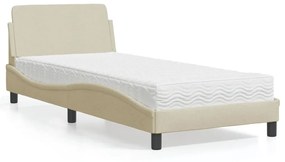 Letto con materasso crema 90x190 cm in tessuto