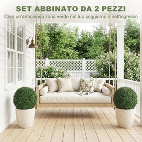 Topiarie Sfere di Pianta Artificiale di Bosso Ø42 cm con 682 Foglie Resistente UV Verde...