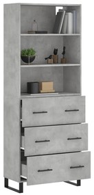 Credenza grigio cemento 69,5x34x180 cm in legno multistrato