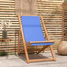 Sedia a Sdraio in Legno di Teak 56x105x96 cm Blu 43803