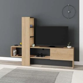 Mobile porta TV 180 cm rovere e antracite con libreria Troya