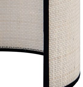 Euluna applique in juta, bianco/nero, semicircolare, altezza 24 cm