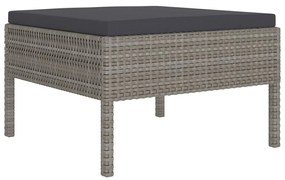 Set Divani da Giardino 10 pz con Cuscini in Polyrattan Grigio