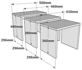 SET 3x Tavolino GUL marrone/bianco/grigio