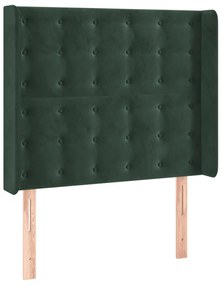 Testiera ad orecchio verde scuro 93x16x118/128 cm in velluto