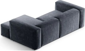 Divano angolare blu polveroso (con penisola a destra/con chaise lounge) con rivestimento in velluto a coste Bergamo – Cosmopolitan Design