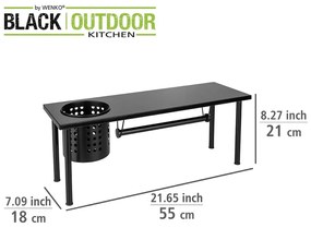 Mensola da cucina nera con portarotolo Blanco Black Outdoor Kitchen Blanco - Wenko