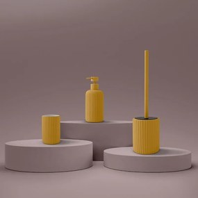 Portaspazzolini bagno dappoggio giallo in ceramica soft touch Spring