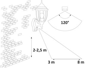 Rabalux 8458 - Lampada da esterno con sensore NIZZA 1xE27/60W/230V