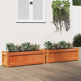 Fioriere Da Giardino 2pz Marrone Cera Legno Massello Di Pino /