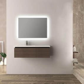 Mobile da bagno 100 cm rovere scuro Mono Slide finitura soft