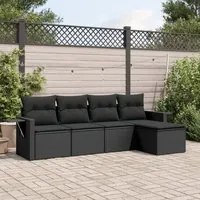 Set Divani da Giardino 5 pz con Cuscini in Polyrattan Nero 3252422