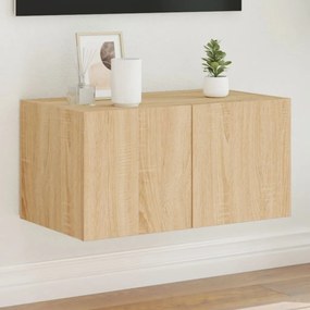 Mobile Tv A Parete Con Luci Led Rovere Sonoma 60x35x31 Cm /