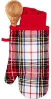 Set guanto, cucchiaio e strofinaccio tartan bianco