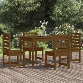 Set da Pranzo da Giardino 5 pz Miele in Legno Massello di Pino