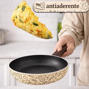 Set 3 Padelle Pastella 20-24-28 cm Antiaderente Manico Soft Touch Made in Italy Beige...