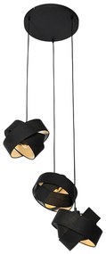 Lampada a sospensione moderna nera 3 luci - Cloth