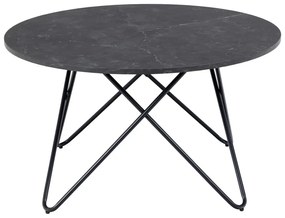 Tavolino rotondo nero con piano in marmo ø 80 cm Wyre - Actona