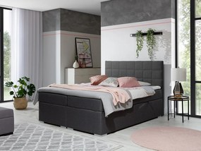 Letto matrimoniale boxspring Sara - 160 x 200 cm , Tessuto grigio liscio