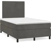 Letto a Molle Materasso e LED Grigio Scuro 120x190cm in Velluto 3270300