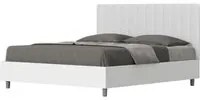 Letto Matrimoniale 160x190 cm struttura bianco frassino testata Kai - Bianco,Similpelle,Con rete